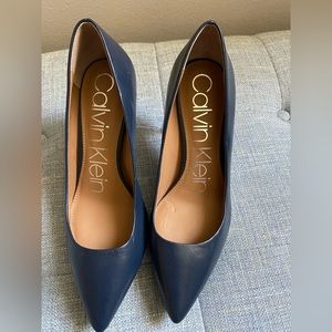 Calvin Klein Navy Blue Heels, Size 7.5